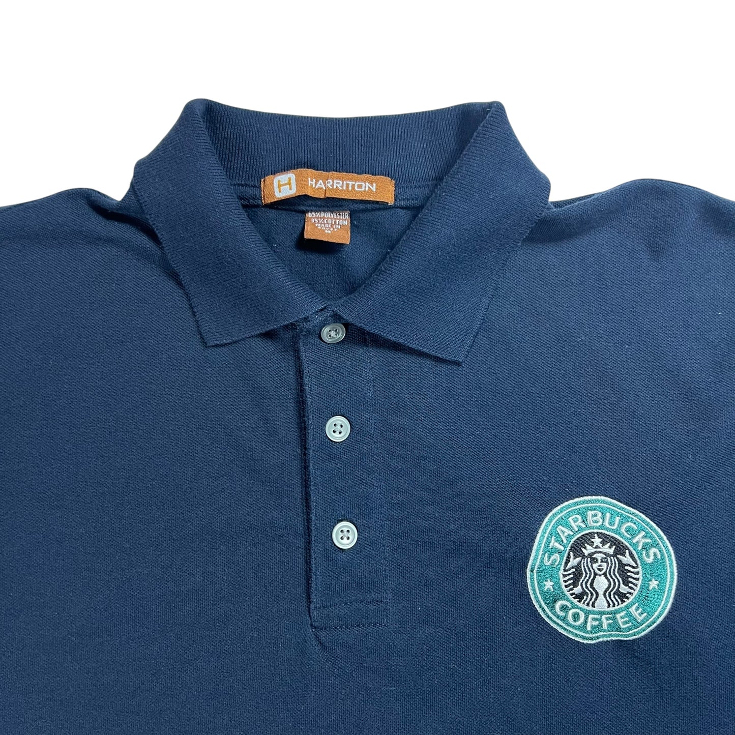 Vintage Y2K Starbucks Coffee employee rugby polo long sleeve shirt (M)