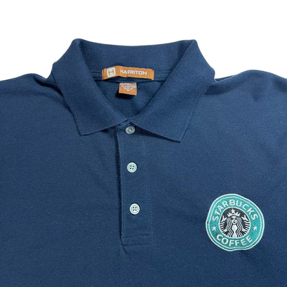 Vintage Y2K Starbucks Coffee employee rugby polo long sleeve shirt (M)