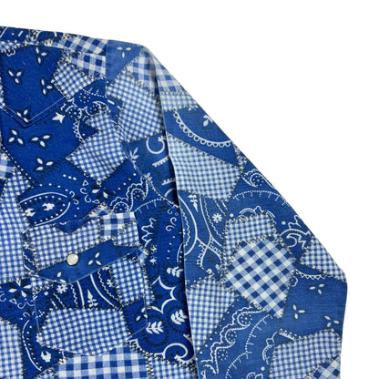 Vintage 1970s Sands Point Western Styling bandana pearl snap button up shirt (S/M)