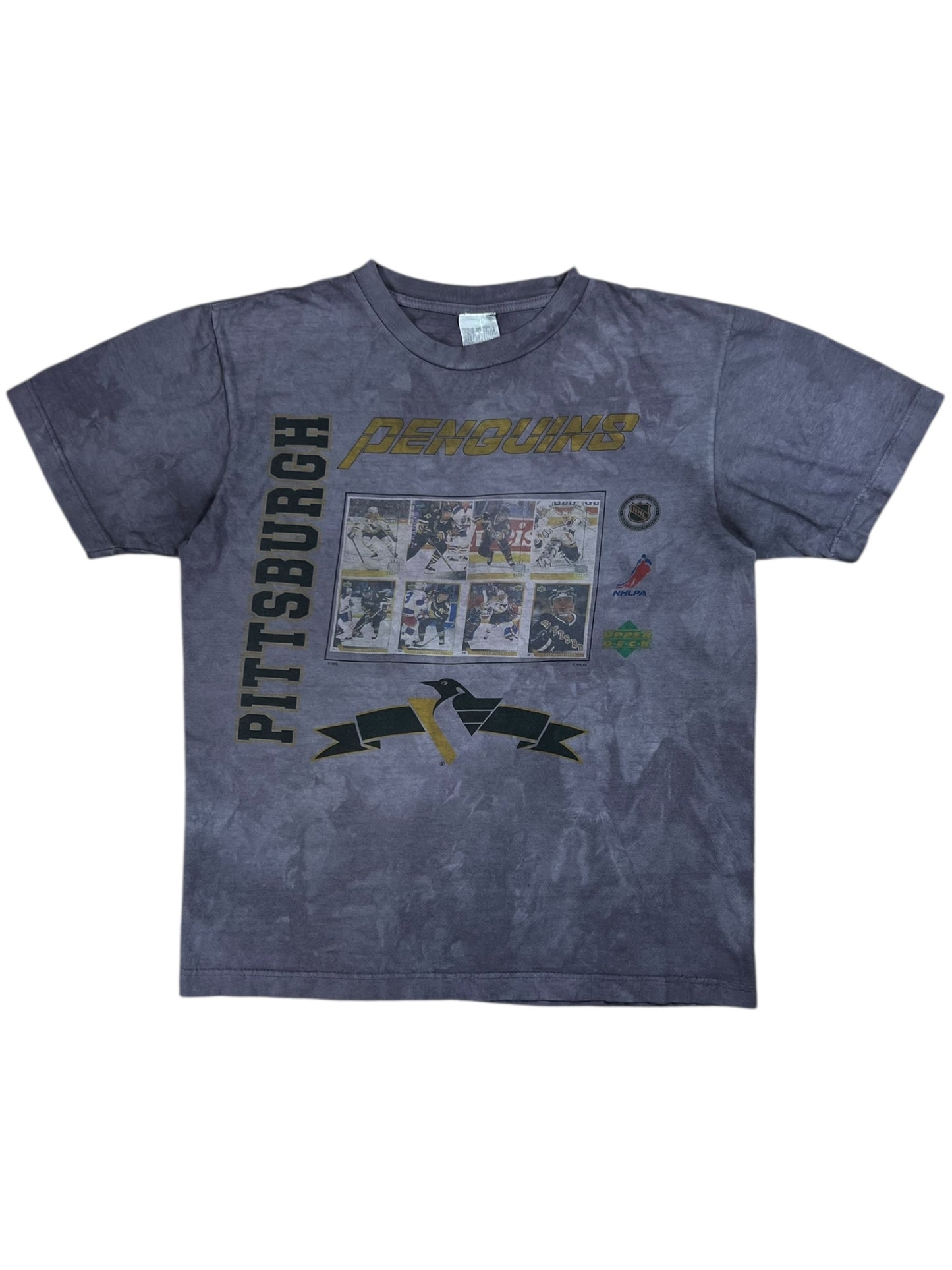 Vintage 90s Pittsburgh Penguins over dye Upper Deck cards tee (L)