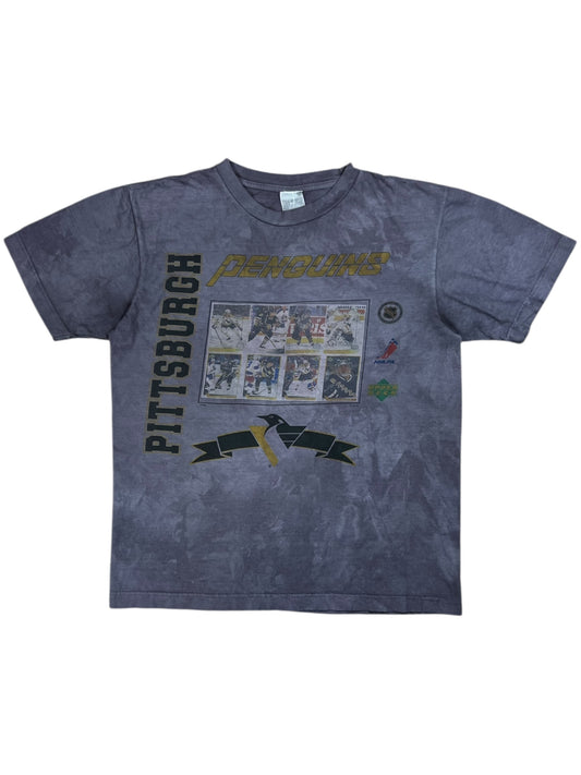 Vintage 90s Pittsburgh Penguins over dye Upper Deck cards tee (L)