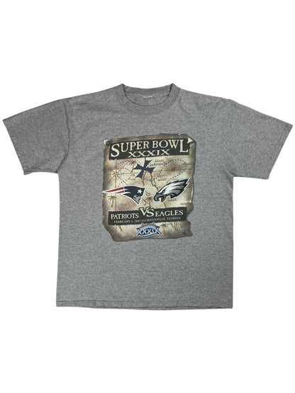 Vintage 2005 New England Patriots Philadelphia Eagles Super Bowl XXXIX tee (L)