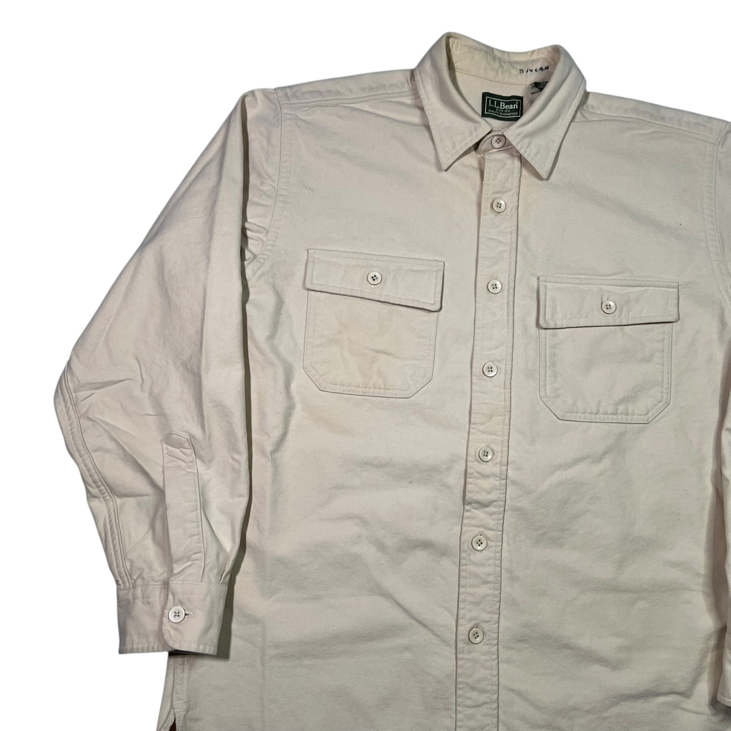 Vintage 90s L.L. Bean cream chamois button up shirt (M)