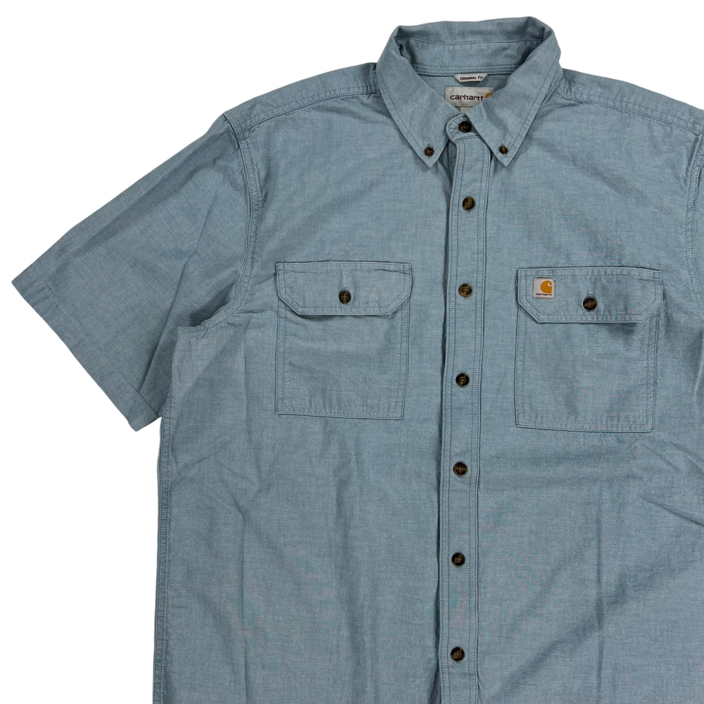 Vintage Y2K Carhartt blue button down work shirt (L)