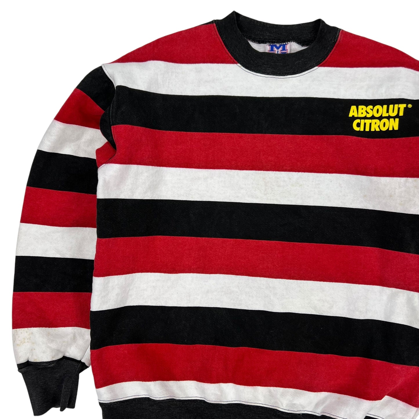 Vintage 90s Absolut Citron striped crewneck (L)