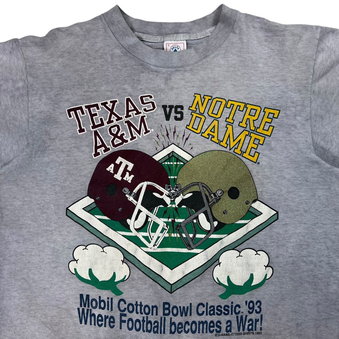 Vintage 90s Texas A&M vs Notre Dame football over dye tee (M)