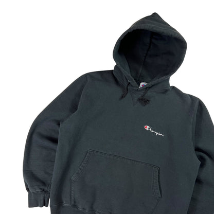 Vintage 90s Champion mini script black hoodie (L)