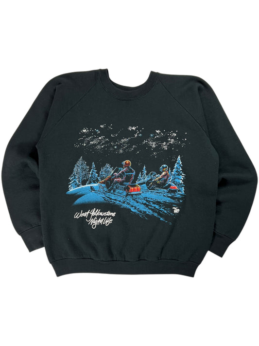 Vintage 90s West Yellowstone Nights snowmobile crewneck (L)