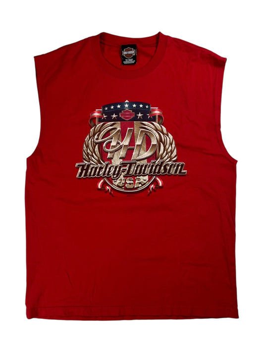 Vintage 2004 Harley Davidson Motorcycles cut off tank top shirt (L)