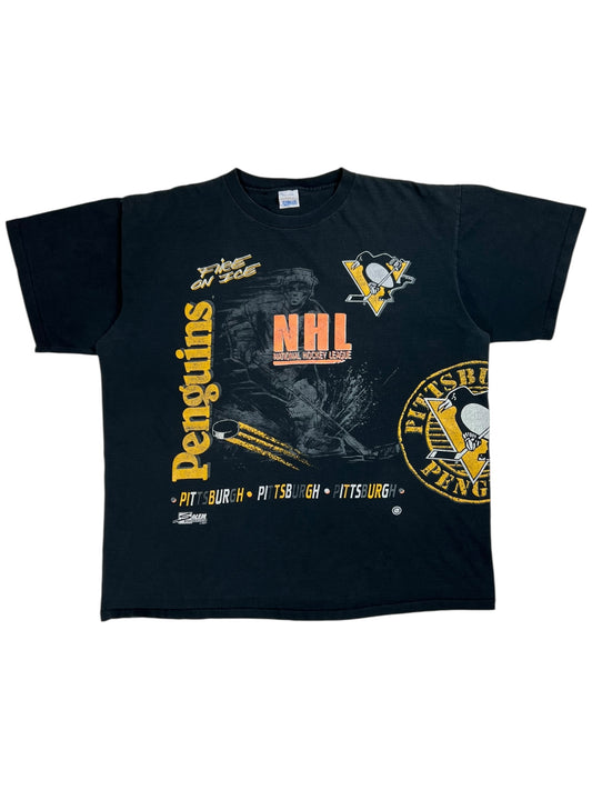 Vintage 1991 Salem Sports Pittsburgh Penguins Fire on Ice All over print tee (XXL)