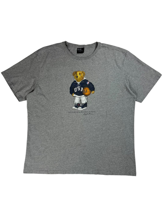 Vintage 90s Polo Ralph Lauren Polo Bear USA grey tee (XL)