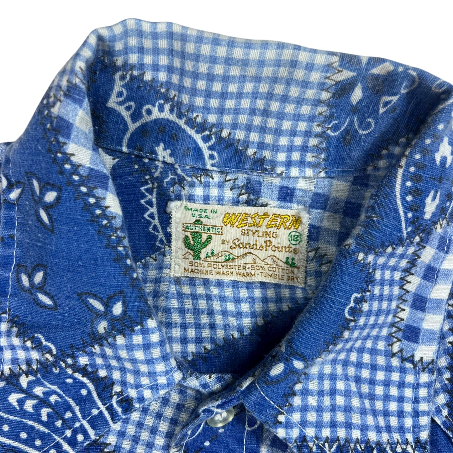 Vintage 1970s Sands Point Western Styling bandana pearl snap button up shirt (S/M)