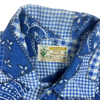 Vintage 1970s Sands Point Western Styling bandana pearl snap button up shirt (S/M)
