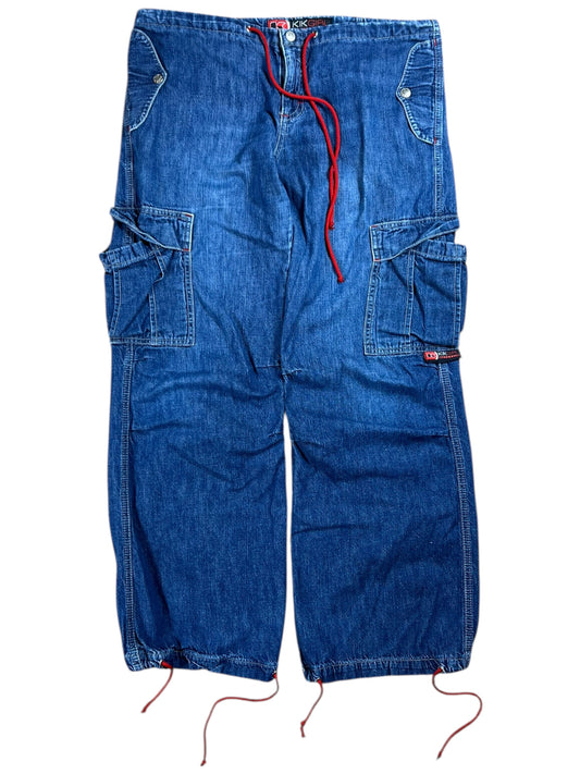 Vintage Y2K KIKGIRL KIKWEAR Baggy women’s denim cargo jeans (L)