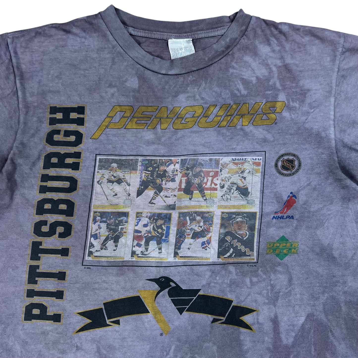 Vintage 90s Pittsburgh Penguins over dye Upper Deck cards tee (L)