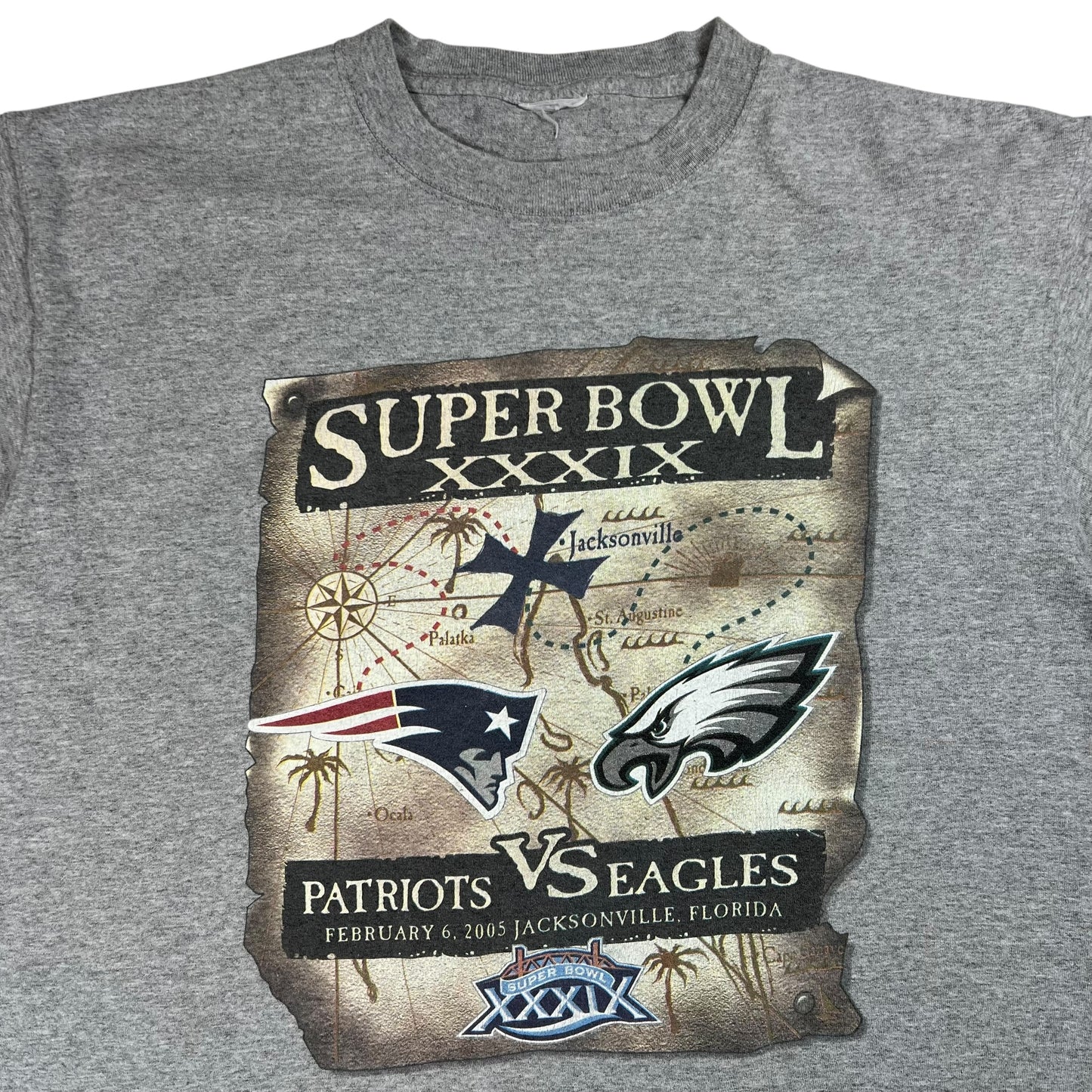 Vintage 2005 New England Patriots Philadelphia Eagles Super Bowl XXXIX tee (L)