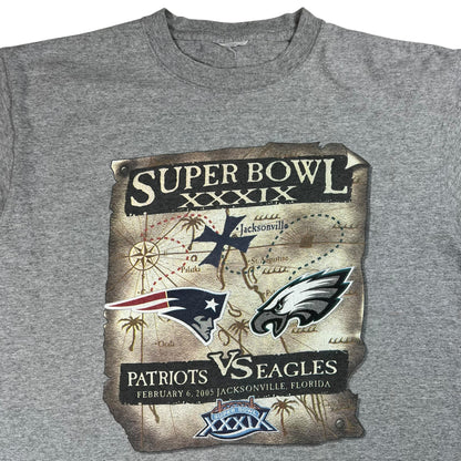 Vintage 2005 New England Patriots Philadelphia Eagles Super Bowl XXXIX tee (L)