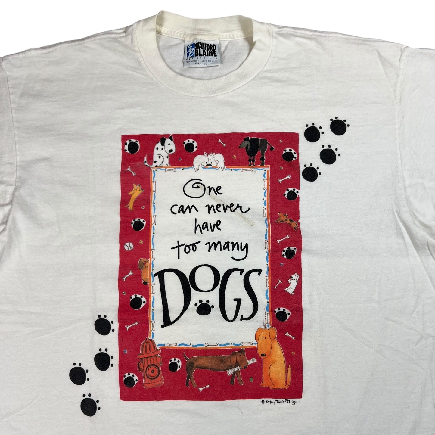 Vintage 90s One can never have too many dogs art tee (XL)