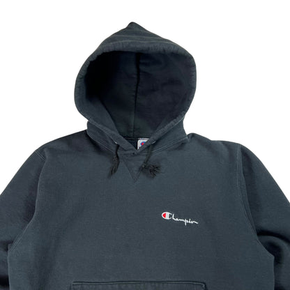 Vintage 90s Champion mini script black hoodie (L)