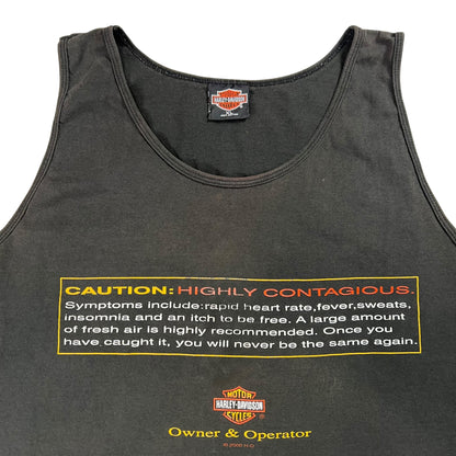 Vintage 2000 Harley Davidson Caution: Highly Contagious faded tank top shirt (XL)