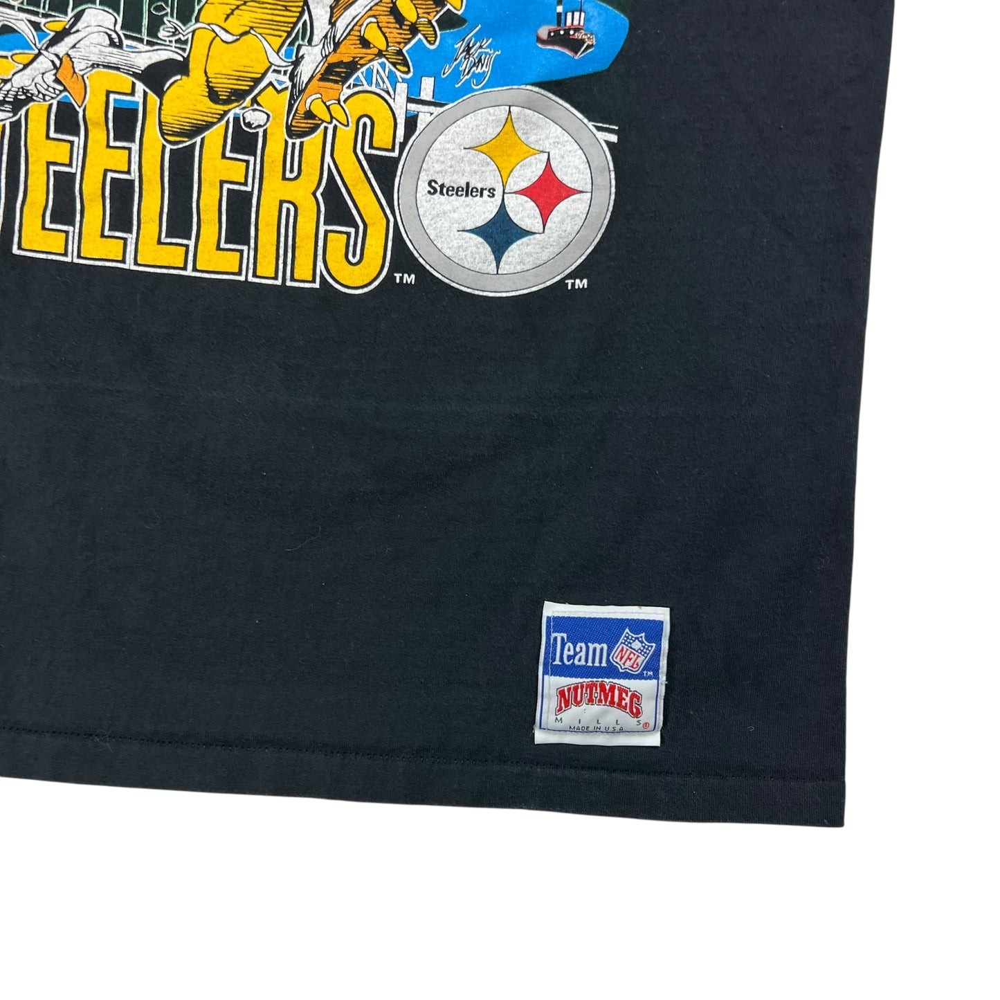 Vintage 90s Nutmeg Pittsburgh Steelers Jack Davis art tee (S)
