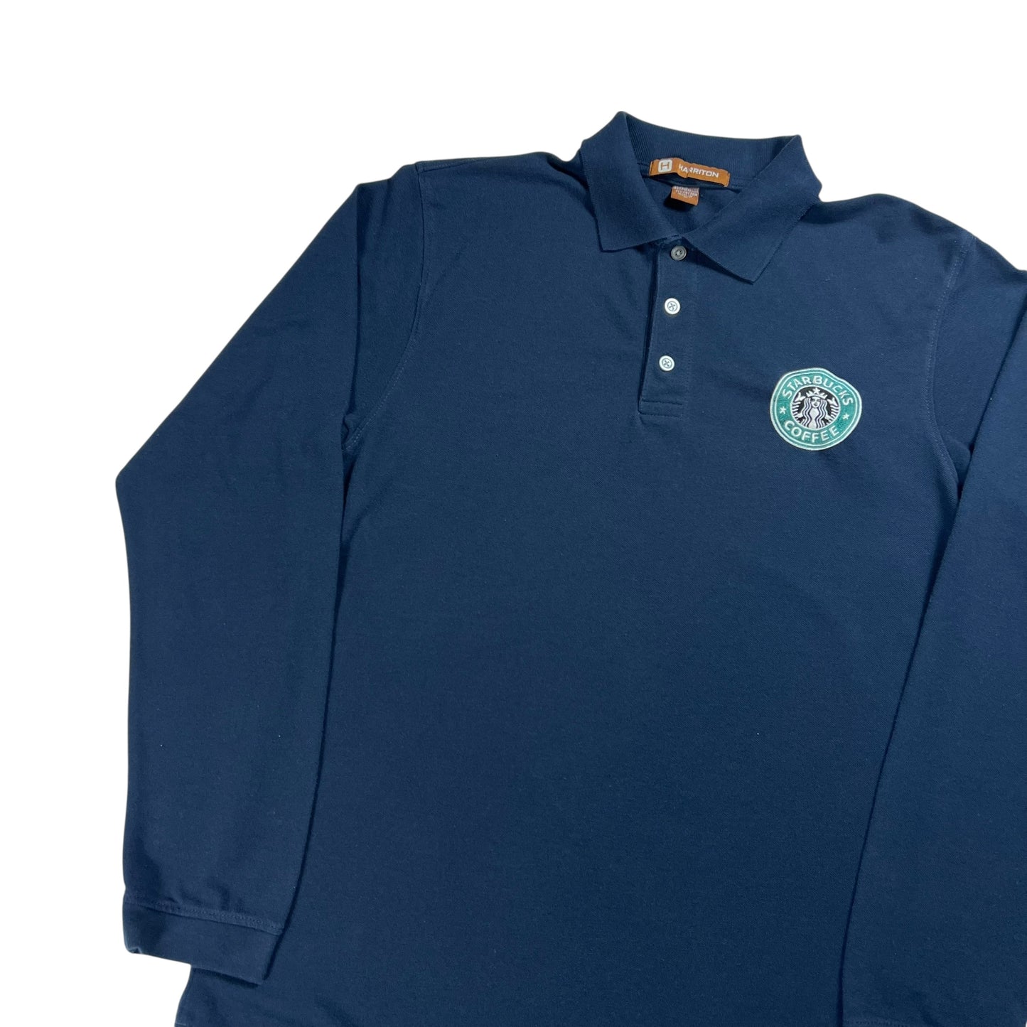 Vintage Y2K Starbucks Coffee employee rugby polo long sleeve shirt (M)
