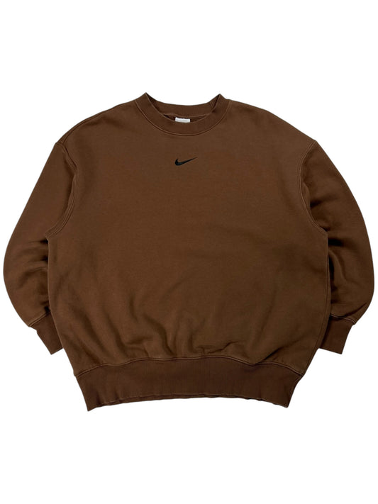 Y2K Nike center swoosh brown crewneck (L)