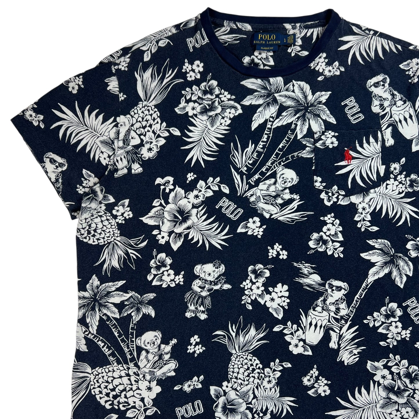 Y2K Polo Ralph Lauren Polo Bear all over print pocket tee (L)