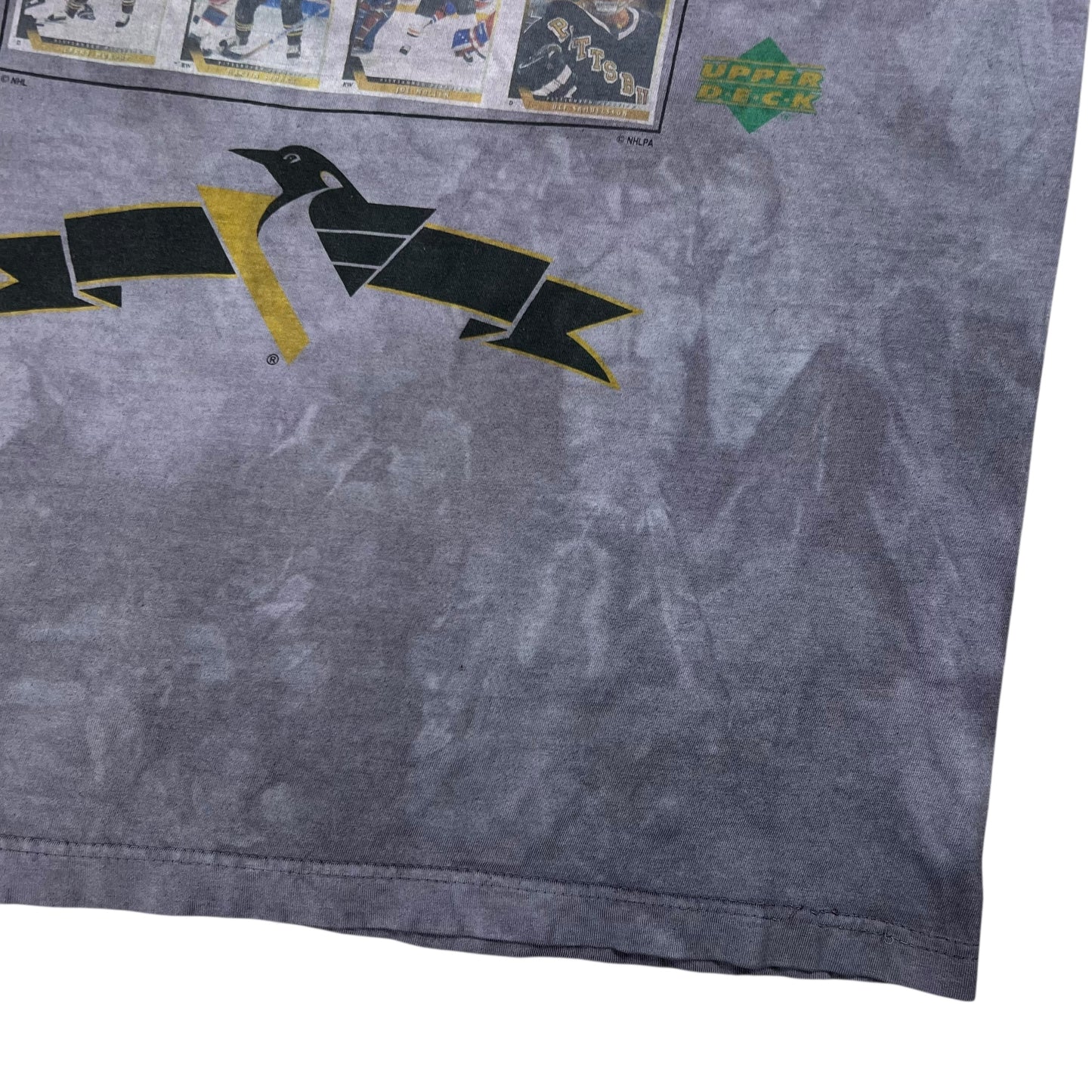 Vintage 90s Pittsburgh Penguins over dye Upper Deck cards tee (L)