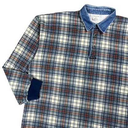 Vintage 90s Structure plaid USA made 1/4 button up crewneck (XL)