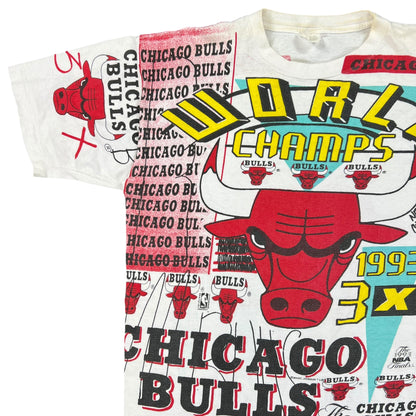 Vintage 1993 Chicago Bulls 3X NBA Champions all over print tee (XL)