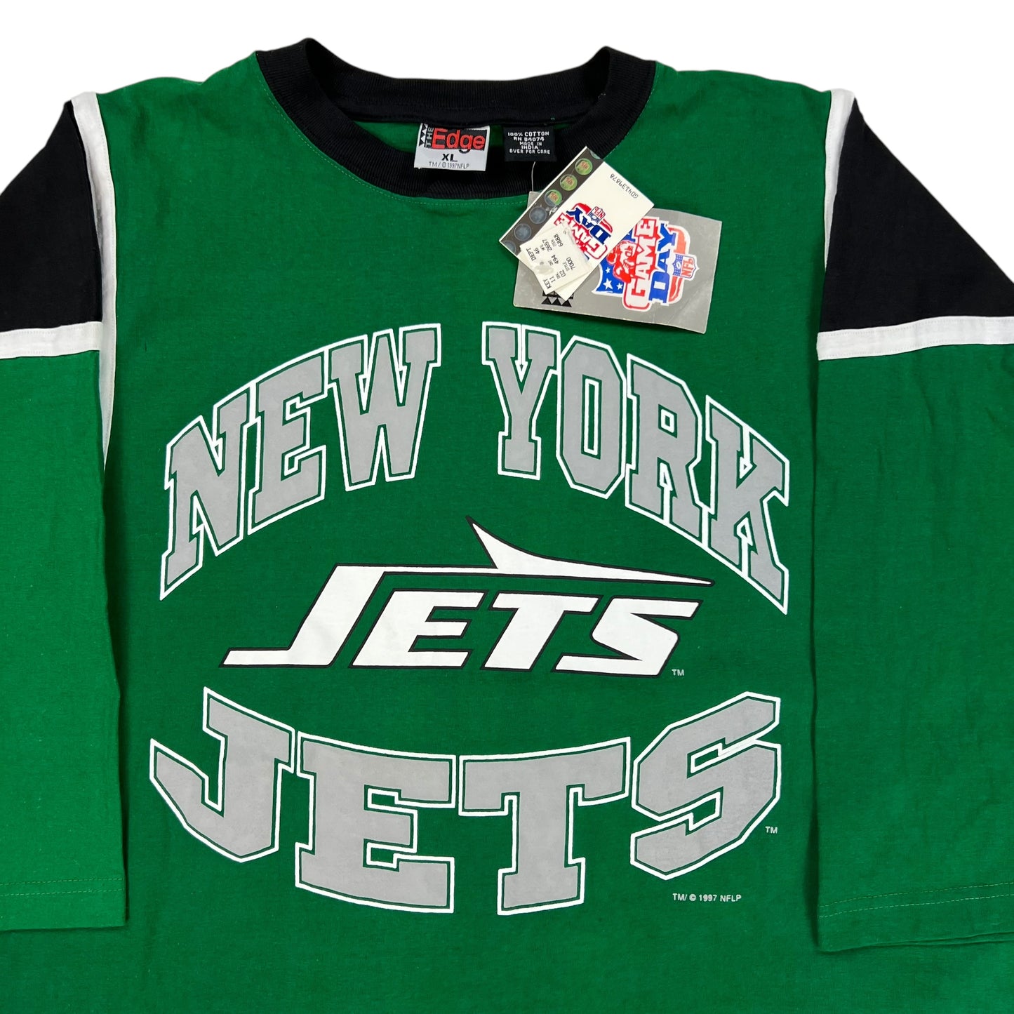 Vintage 1997 The Edge New York Jets 3/4 sleeve tee (XL) DS NWT