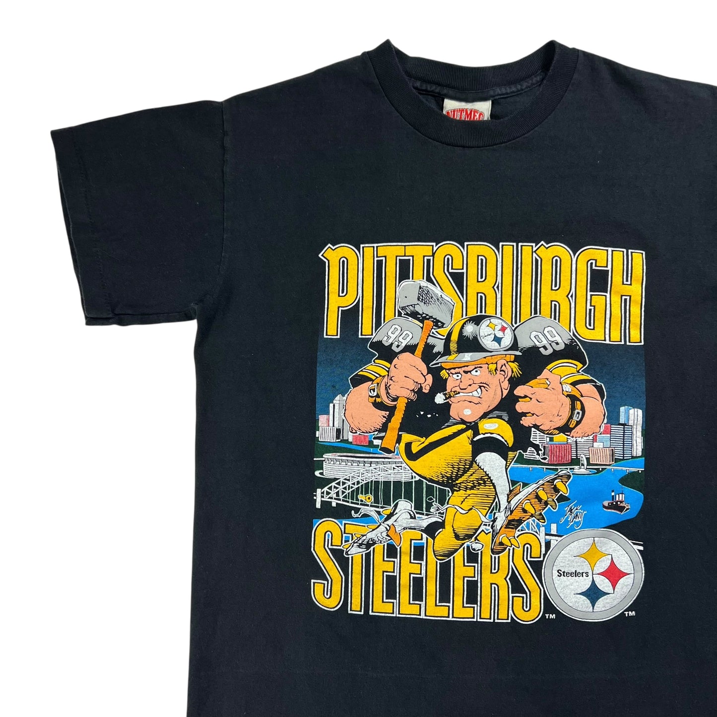Vintage 90s Nutmeg Pittsburgh Steelers Jack Davis art tee (S)