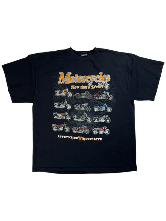 Vintage Y2K Motorcycles Live to Ride, Ride to Live biker tee (XL)