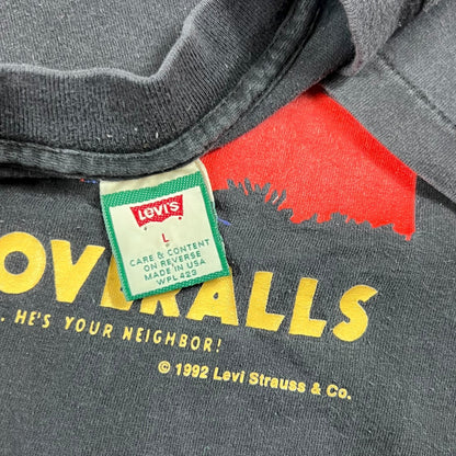 Vintage 1992 Levi’s Levi Strauss Overalls Cowboy faded denim promo tee (L)