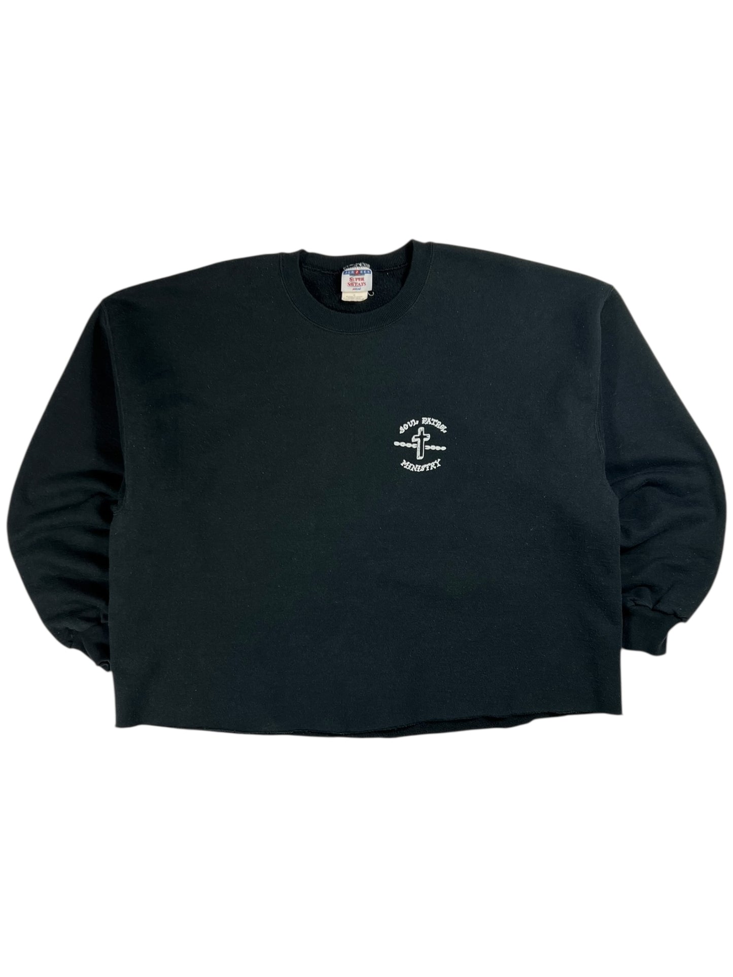 Vintage 90s RIDIN’ WITH THE MOST HIGH JESUS CHRIST Soul Patrol biker cropped crewneck (XL)