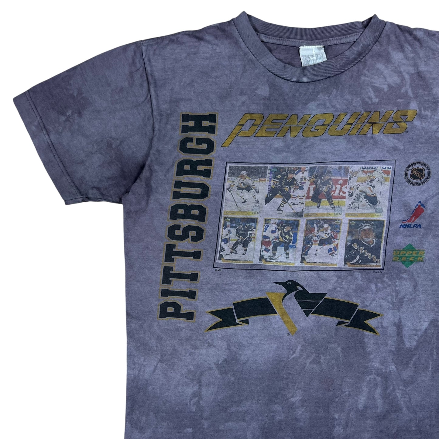 Vintage 90s Pittsburgh Penguins over dye Upper Deck cards tee (L)