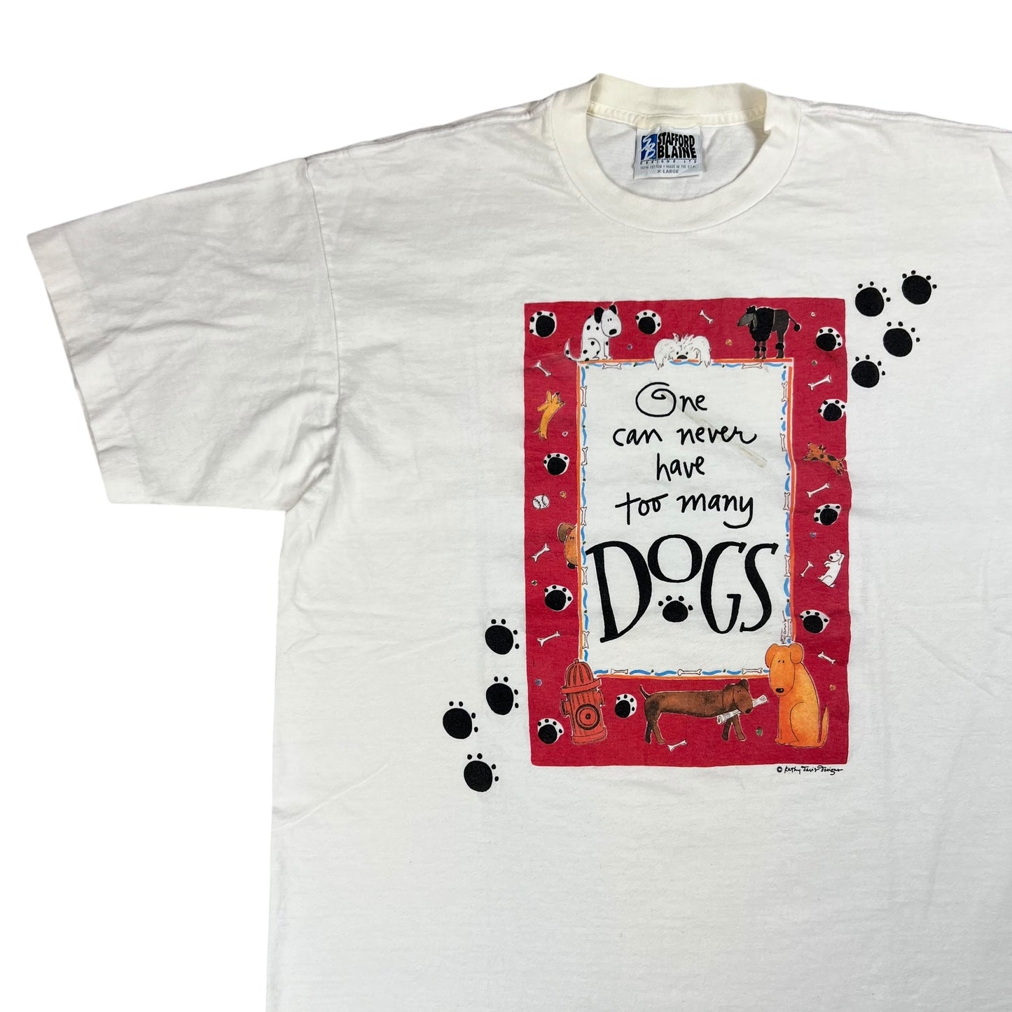 Vintage 90s One can never have too many dogs art tee (XL)