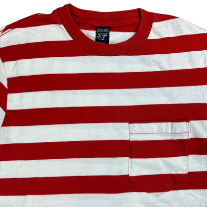 Vintage 90s Lands’ End Super T striped red white pocket tee (S)