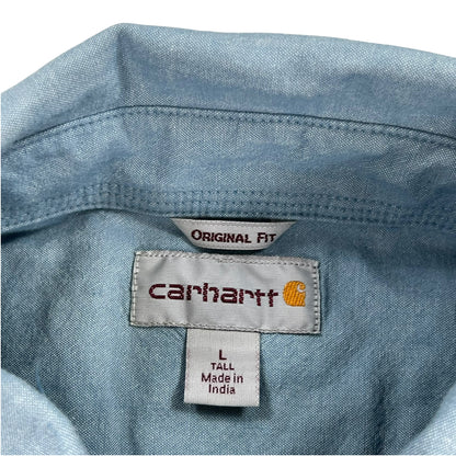 Vintage Y2K Carhartt blue button down work shirt (L)