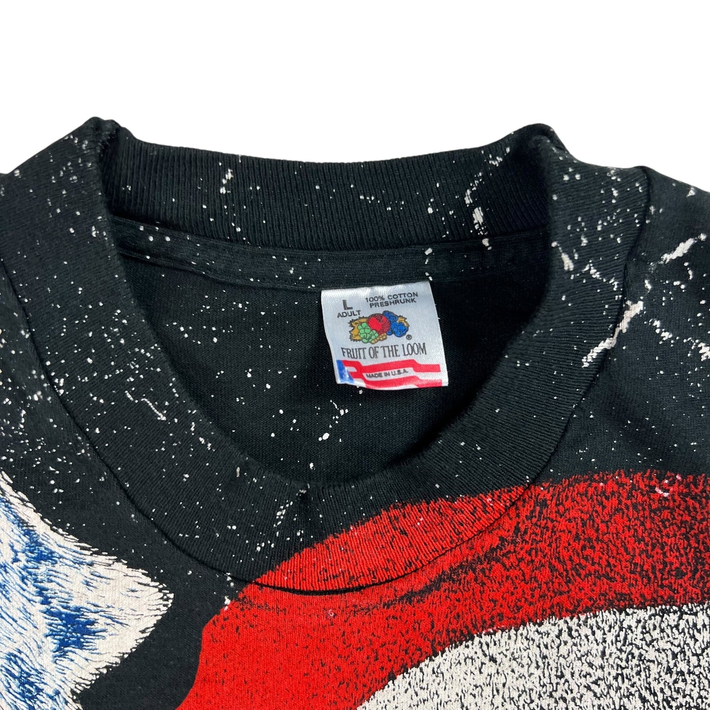 Vintage 1991 American wolf Biker Motorcycle all over print tee (L)