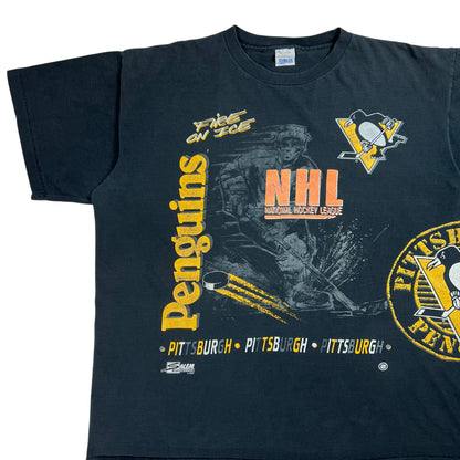 Vintage 1991 Salem Sports Pittsburgh Penguins Fire on Ice All over print tee (XXL)