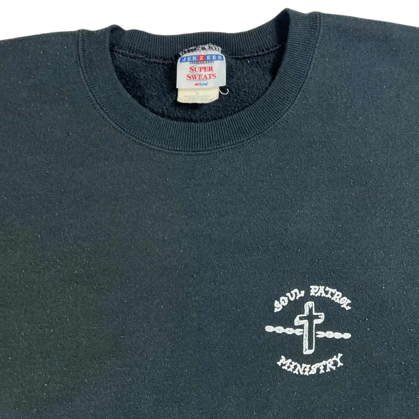 Vintage 90s RIDIN’ WITH THE MOST HIGH JESUS CHRIST Soul Patrol biker cropped crewneck (XL)