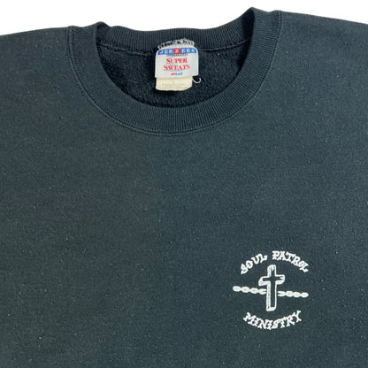Vintage 90s RIDIN’ WITH THE MOST HIGH JESUS CHRIST Soul Patrol biker cropped crewneck (XL)