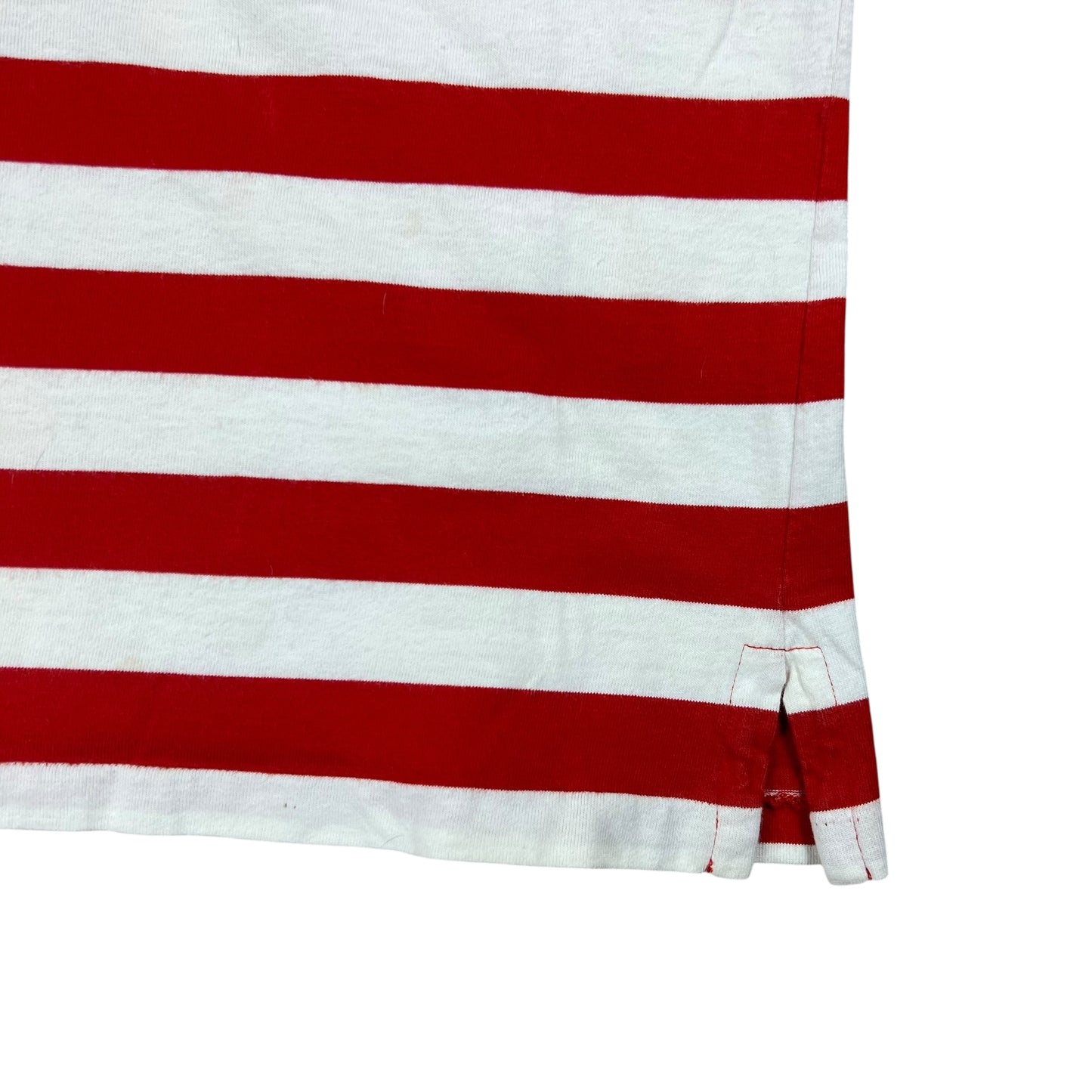Vintage 90s Lands’ End Super T striped red white pocket tee (S)