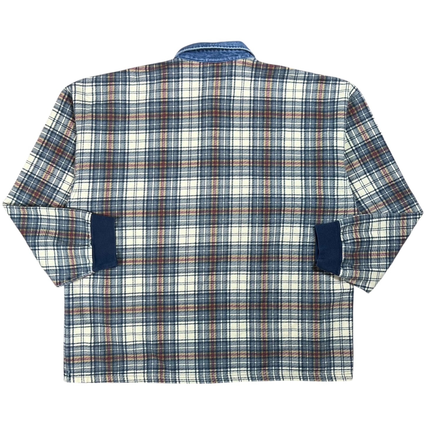 Vintage 90s Structure plaid USA made 1/4 button up crewneck (XL)