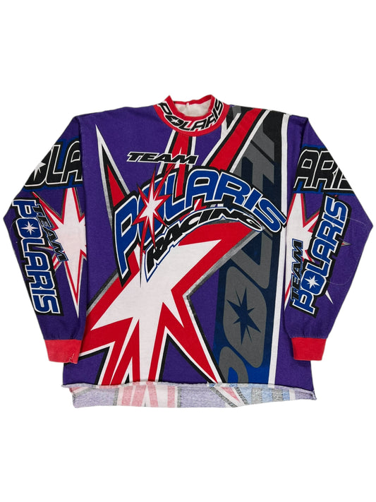 Vintage 90s Team Polaris Racing all over print long sleeve shirt (XL)