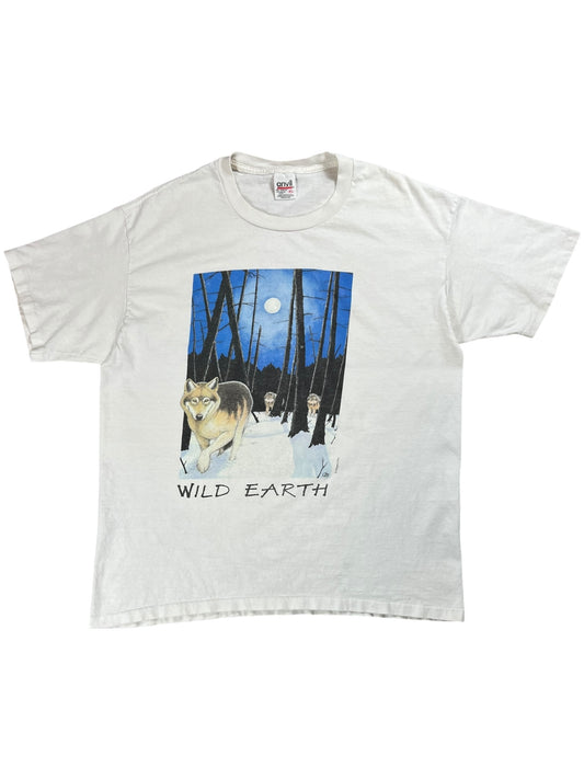 Vintage 90s Human-I-Tees Wild Earth wolves nature tee (XL)