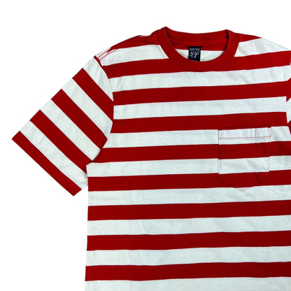 Vintage 90s Lands’ End Super T striped red white pocket tee (S)