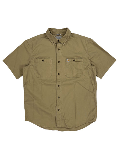 Vintage Y2K Carhartt tan button down work shirt (L)